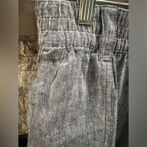Lands' End size 6P Blue Linen Mid rise capri straight pants - Picture 3 of 11